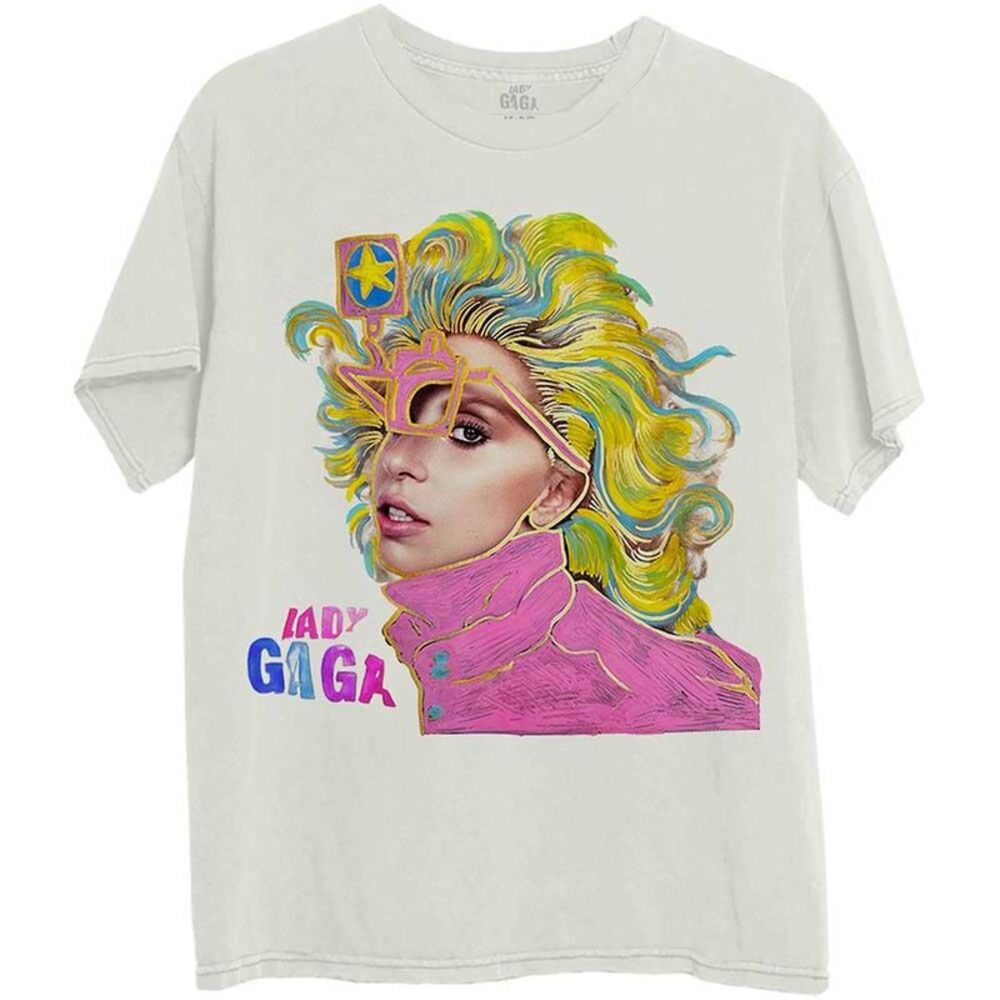 Lady Gaga Unisex Adult Colour Sketch T-Shirt / Natural